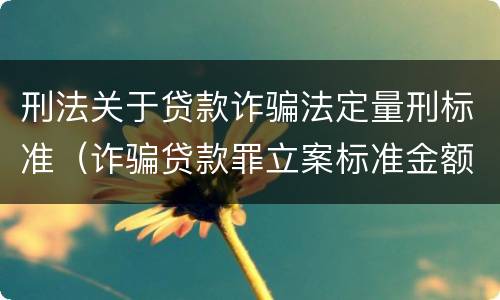 刑法关于贷款诈骗法定量刑标准（诈骗贷款罪立案标准金额量刑标准）