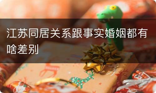 江苏同居关系跟事实婚姻都有啥差别