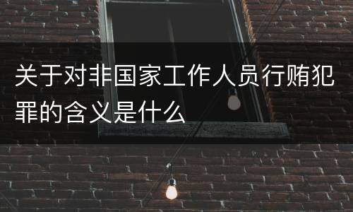 关于对非国家工作人员行贿犯罪的含义是什么