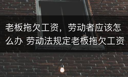 老板拖欠工资，劳动者应该怎么办 劳动法规定老板拖欠工资怎么办