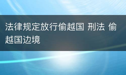 法律规定放行偷越国 刑法 偷越国边境