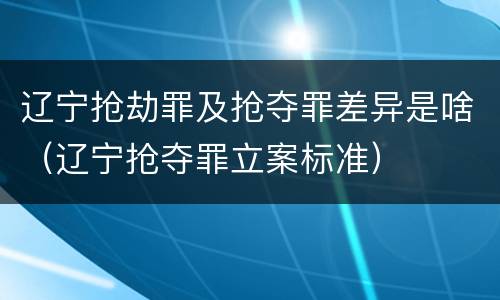 辽宁抢劫罪及抢夺罪差异是啥（辽宁抢夺罪立案标准）