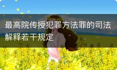 最高院传授犯罪方法罪的司法解释若干规定