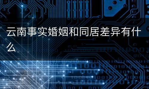云南事实婚姻和同居差异有什么