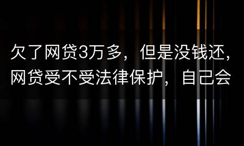欠了网贷3万多，但是没钱还，网贷受不受法律保护，自己会承担什么责任