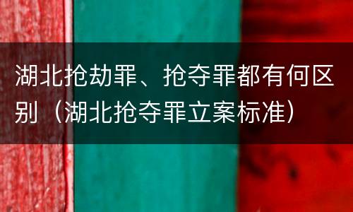湖北抢劫罪、抢夺罪都有何区别（湖北抢夺罪立案标准）