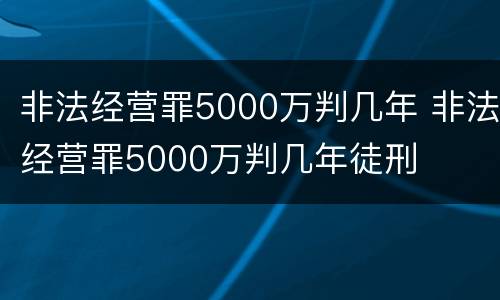 非法经营罪5000万判几年 非法经营罪5000万判几年徒刑
