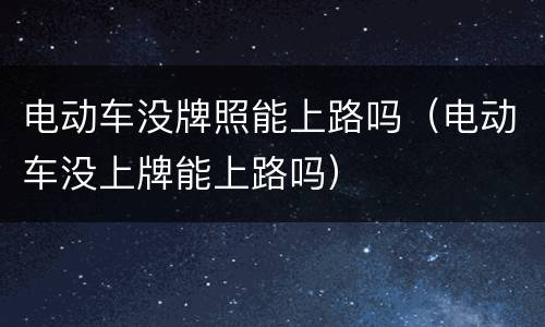 电动车没牌照能上路吗（电动车没上牌能上路吗）