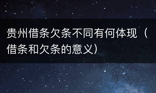 贵州借条欠条不同有何体现（借条和欠条的意义）