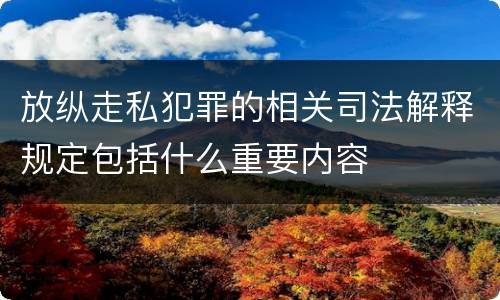 放纵走私犯罪的相关司法解释规定包括什么重要内容