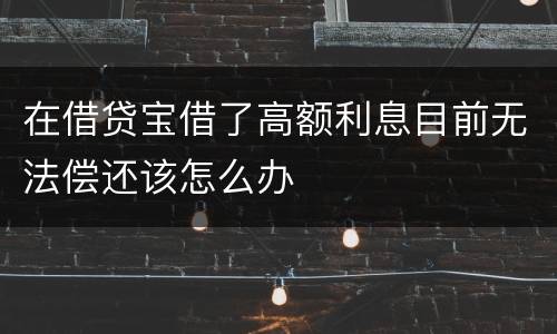 在借贷宝借了高额利息目前无法偿还该怎么办