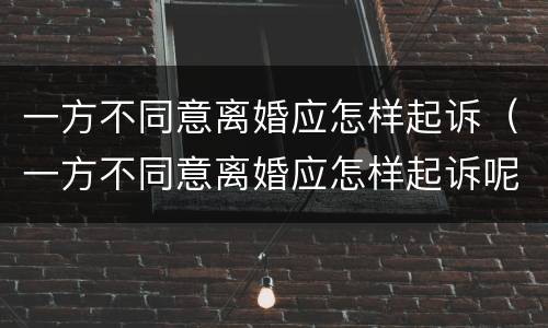 一方不同意离婚应怎样起诉（一方不同意离婚应怎样起诉呢）