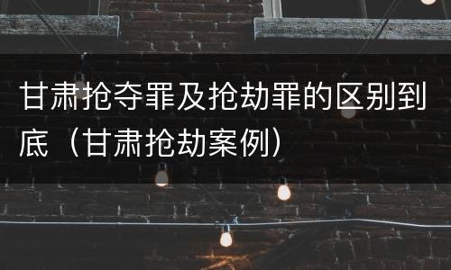 甘肃抢夺罪及抢劫罪的区别到底（甘肃抢劫案例）