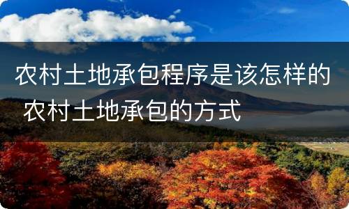 农村土地承包程序是该怎样的 农村土地承包的方式