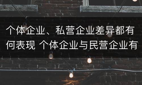 个体企业、私营企业差异都有何表现 个体企业与民营企业有啥不同