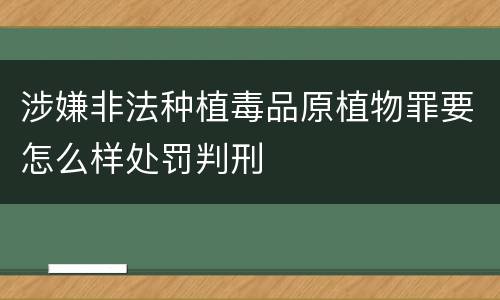 涉嫌非法种植毒品原植物罪要怎么样处罚判刑