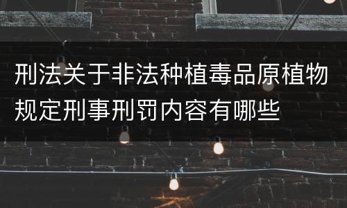 刑法关于非法种植毒品原植物规定刑事刑罚内容有哪些