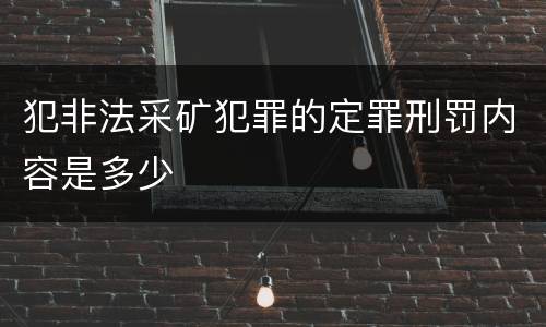 犯非法采矿犯罪的定罪刑罚内容是多少