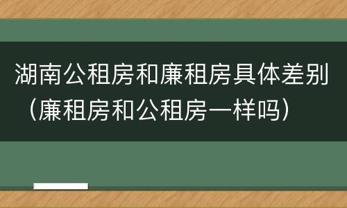 湖南公租房和廉租房具体差别（廉租房和公租房一样吗）
