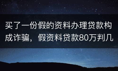 买了一份假的资料办理贷款构成诈骗，假资料贷款80万判几年