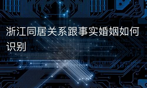 浙江同居关系跟事实婚姻如何识别