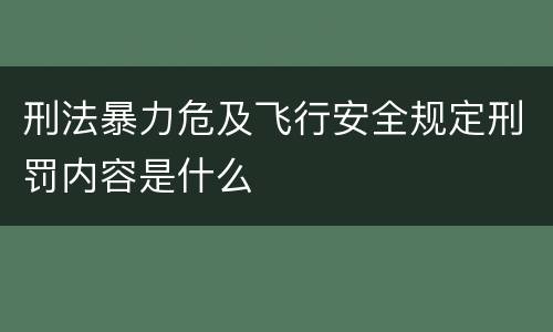刑法暴力危及飞行安全规定刑罚内容是什么