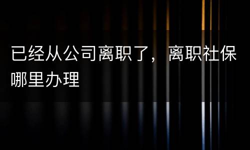 已经从公司离职了，离职社保哪里办理