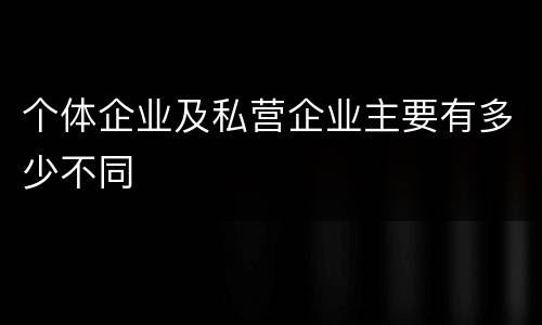 个体企业及私营企业主要有多少不同