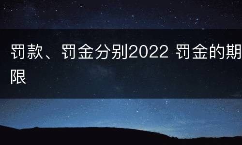 罚款、罚金分别2022 罚金的期限