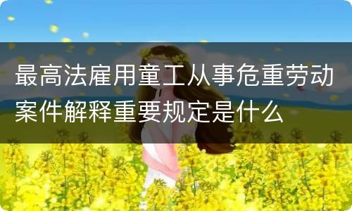 最高法雇用童工从事危重劳动案件解释重要规定是什么
