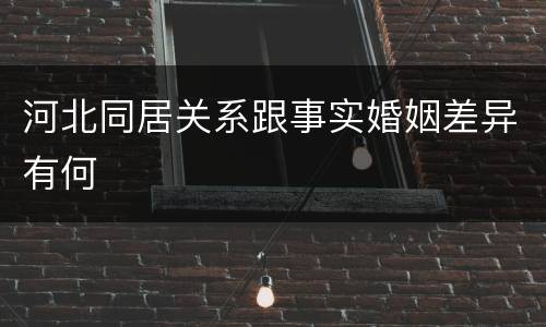 河北同居关系跟事实婚姻差异有何