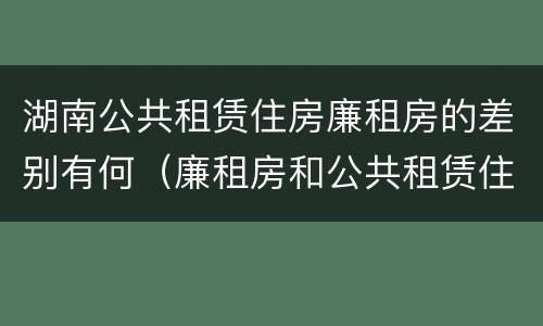 湖南公共租赁住房廉租房的差别有何（廉租房和公共租赁住房的区别）