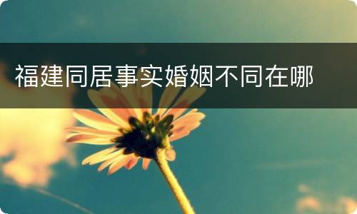 福建同居事实婚姻不同在哪