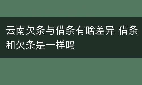 云南欠条与借条有啥差异 借条和欠条是一样吗