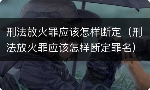 刑法放火罪应该怎样断定（刑法放火罪应该怎样断定罪名）