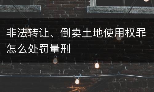 非法转让、倒卖土地使用权罪怎么处罚量刑