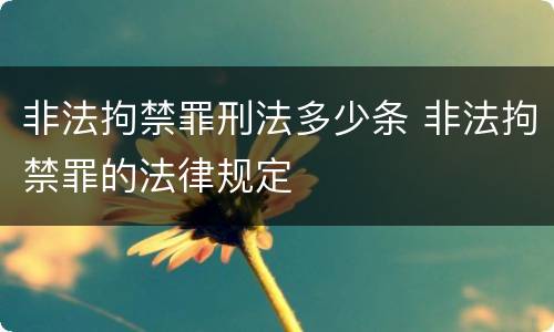 非法拘禁罪刑法多少条 非法拘禁罪的法律规定