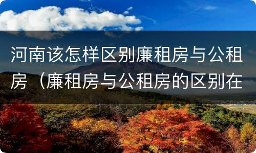 河南该怎样区别廉租房与公租房（廉租房与公租房的区别在哪里）