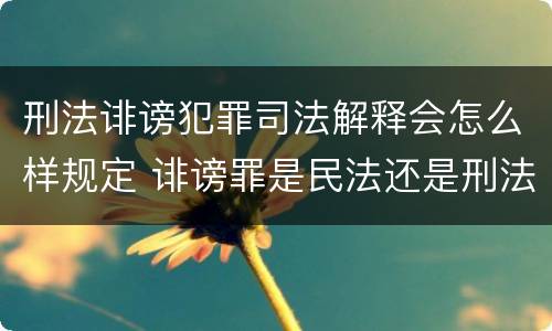 刑法诽谤犯罪司法解释会怎么样规定 诽谤罪是民法还是刑法