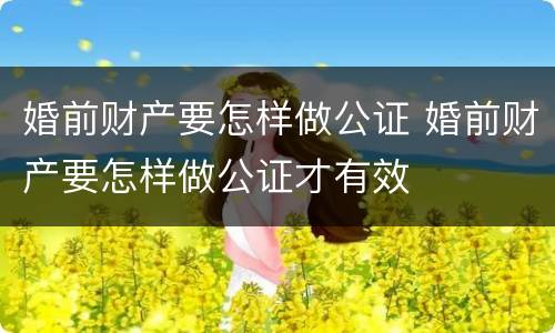 婚前财产要怎样做公证 婚前财产要怎样做公证才有效