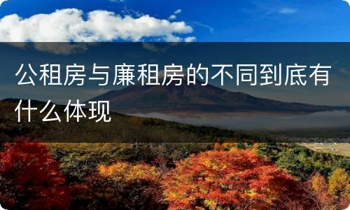 公租房与廉租房的不同到底有什么体现