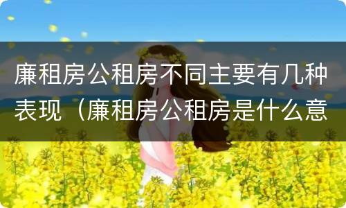 廉租房公租房不同主要有几种表现（廉租房公租房是什么意思）