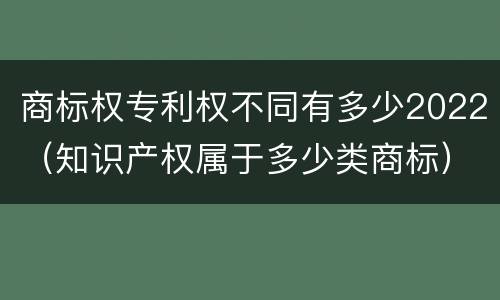 商标权专利权不同有多少2022（知识产权属于多少类商标）