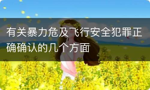 有关暴力危及飞行安全犯罪正确确认的几个方面