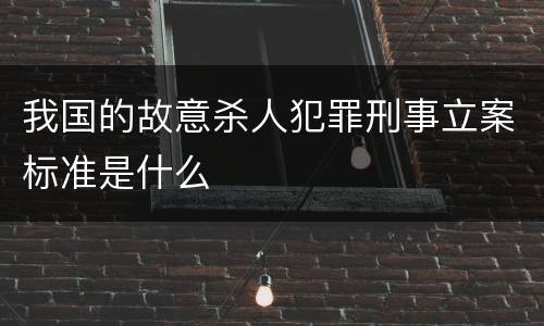 我国的故意杀人犯罪刑事立案标准是什么