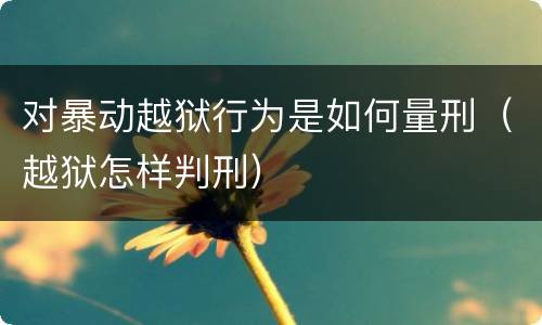 对暴动越狱行为是如何量刑（越狱怎样判刑）