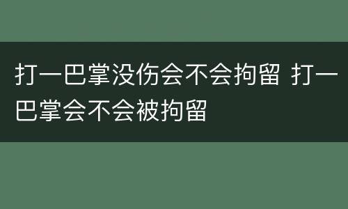 打一巴掌没伤会不会拘留 打一巴掌会不会被拘留