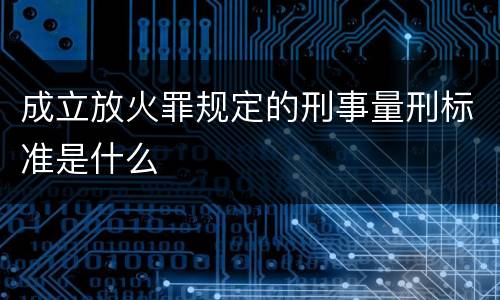 成立放火罪规定的刑事量刑标准是什么