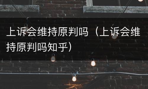 上诉会维持原判吗（上诉会维持原判吗知乎）