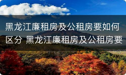 黑龙江廉租房及公租房要如何区分 黑龙江廉租房及公租房要如何区分等级
